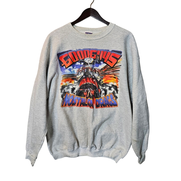 Vintage Drag Racing Hanes Gray Crewneck Sweater - Picture 1 of 5